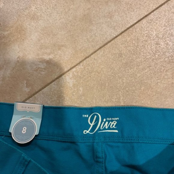 the diva old navy teal colored cut off shorts size 8 nwt - Picture 2 of 4